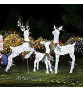 Amazon.com: Lulu Home Set of 3 Pre-lit White Reindeer with